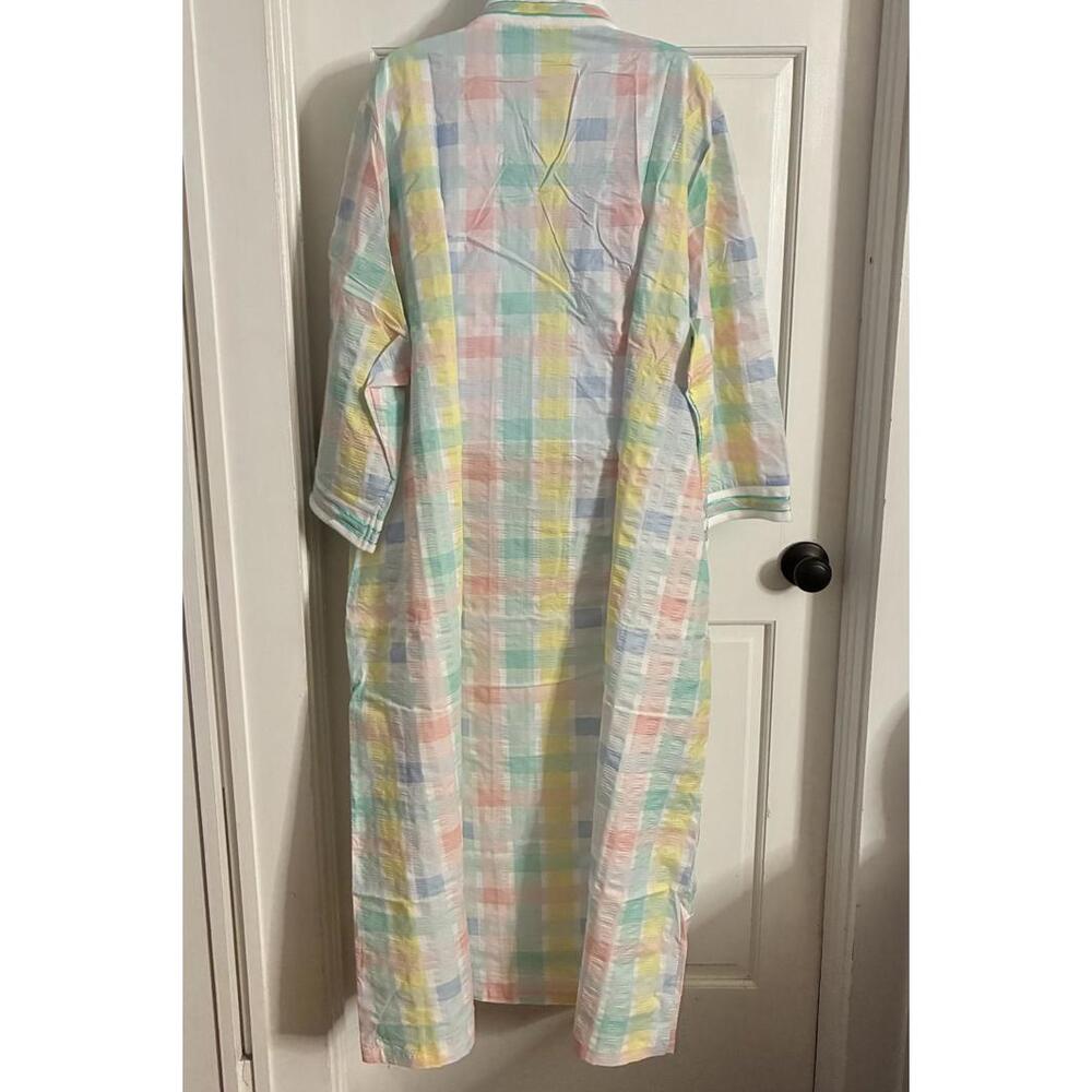 Pastel Patchwork Patterned Lightweight Robe W Zip… - image 4